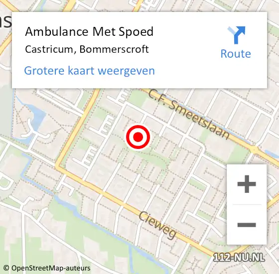 Locatie op kaart van de 112 melding: Ambulance Met Spoed Naar Castricum, Bommerscroft op 3 mei 2023 17:11