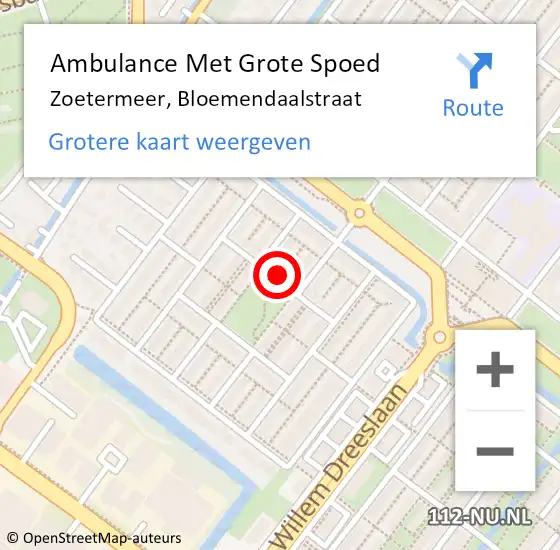 Locatie op kaart van de 112 melding: Ambulance Met Grote Spoed Naar Zoetermeer, Bloemendaalstraat op 3 mei 2023 17:14