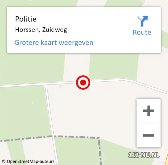 Locatie op kaart van de 112 melding: Politie Horssen, Zuidweg op 24 augustus 2014 09:41