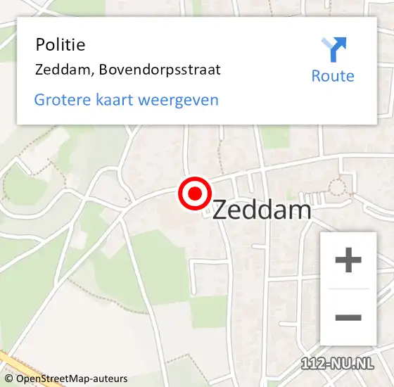 Locatie op kaart van de 112 melding: Politie Zeddam, Bovendorpsstraat op 3 mei 2023 17:39