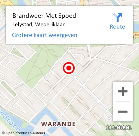 Locatie op kaart van de 112 melding: Brandweer Met Spoed Naar Lelystad, Wederiklaan op 3 mei 2023 18:18