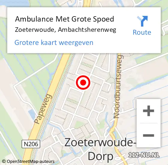Locatie op kaart van de 112 melding: Ambulance Met Grote Spoed Naar Zoeterwoude, Ambachtsherenweg op 3 mei 2023 18:29
