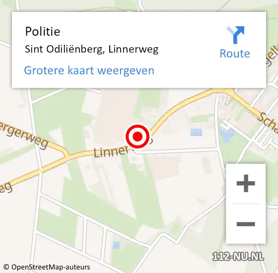 Locatie op kaart van de 112 melding: Politie Sint Odiliënberg, Linnerweg op 3 mei 2023 18:33