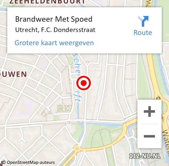 Locatie op kaart van de 112 melding: Brandweer Met Spoed Naar Utrecht, F.C. Dondersstraat op 3 mei 2023 18:35