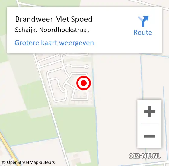 Locatie op kaart van de 112 melding: Brandweer Met Spoed Naar Schaijk, Noordhoekstraat op 3 mei 2023 19:17