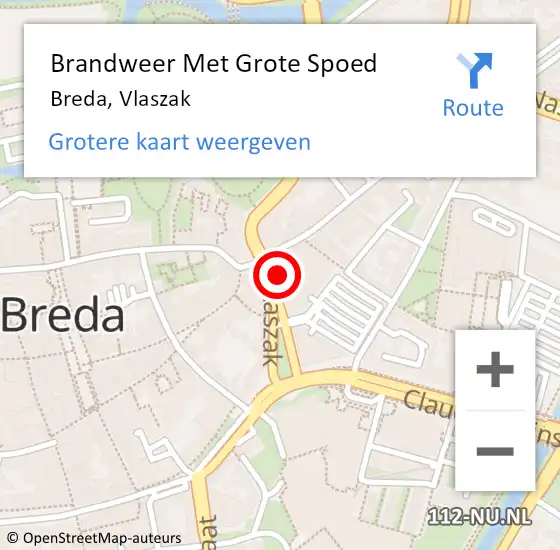 Locatie op kaart van de 112 melding: Brandweer Met Grote Spoed Naar Breda, Vlaszak op 3 mei 2023 19:22