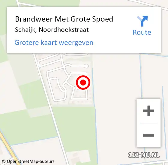 Locatie op kaart van de 112 melding: Brandweer Met Grote Spoed Naar Schaijk, Noordhoekstraat op 3 mei 2023 19:25