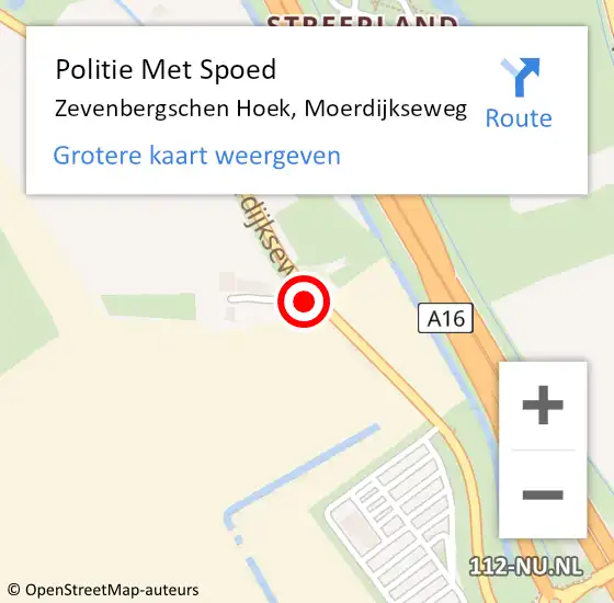 Locatie op kaart van de 112 melding: Politie Met Spoed Naar Zevenbergschen Hoek, Moerdijkseweg op 3 mei 2023 19:27