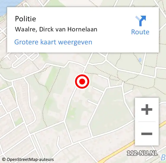 Locatie op kaart van de 112 melding: Politie Waalre, Dirck van Hornelaan op 3 mei 2023 19:29