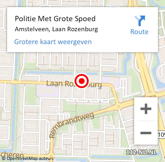 Locatie op kaart van de 112 melding: Politie Met Grote Spoed Naar Amstelveen, Laan Rozenburg op 3 mei 2023 19:51