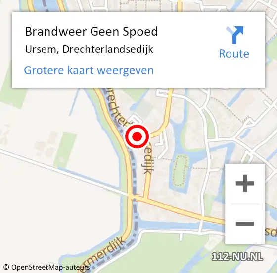 Locatie op kaart van de 112 melding: Brandweer Geen Spoed Naar Ursem, Drechterlandsedijk op 3 mei 2023 19:53