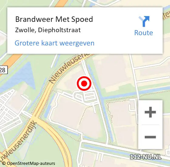 Locatie op kaart van de 112 melding: Brandweer Met Spoed Naar Zwolle, Diepholtstraat op 3 mei 2023 20:07