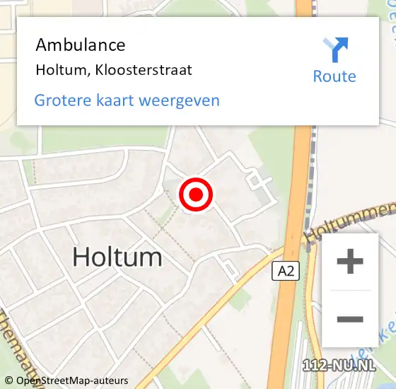 Locatie op kaart van de 112 melding: Ambulance Holtum, Kloosterstraat op 24 augustus 2014 10:08