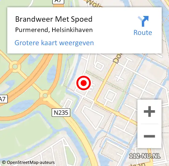 Locatie op kaart van de 112 melding: Brandweer Met Spoed Naar Purmerend, Helsinkihaven op 3 mei 2023 21:43