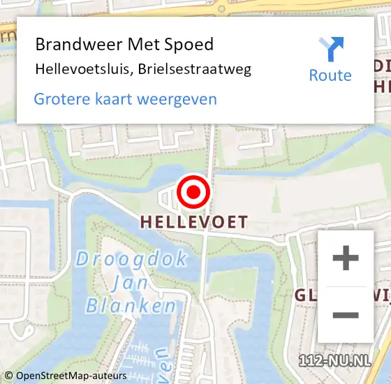 Locatie op kaart van de 112 melding: Brandweer Met Spoed Naar Hellevoetsluis, Brielsestraatweg op 3 mei 2023 22:19