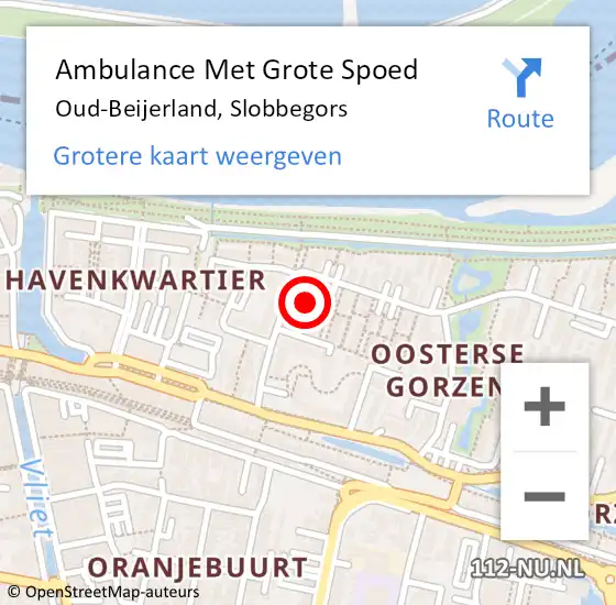 Locatie op kaart van de 112 melding: Ambulance Met Grote Spoed Naar Oud-Beijerland, Slobbegors op 3 mei 2023 22:50