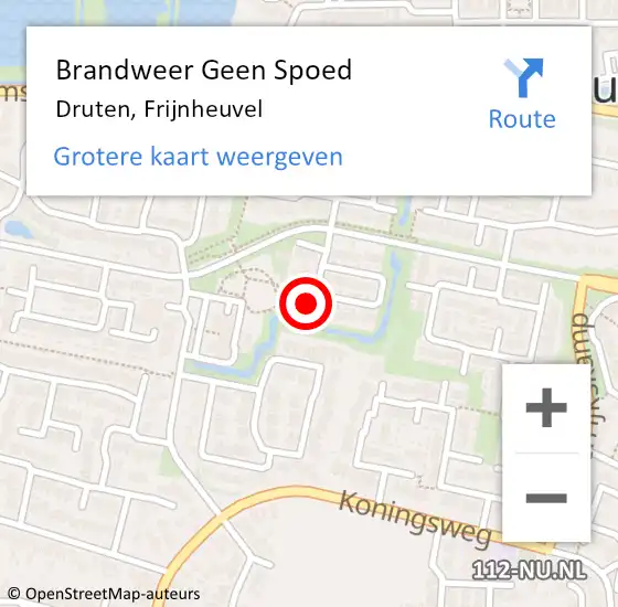 Locatie op kaart van de 112 melding: Brandweer Geen Spoed Naar Druten, Frijnheuvel op 3 mei 2023 22:53
