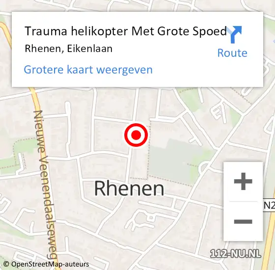 Locatie op kaart van de 112 melding: Trauma helikopter Met Grote Spoed Naar Rhenen, Eikenlaan op 4 mei 2023 01:07