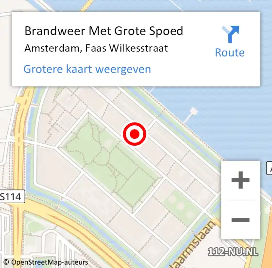 Locatie op kaart van de 112 melding: Brandweer Met Grote Spoed Naar Amsterdam, Faas Wilkesstraat op 4 mei 2023 01:14