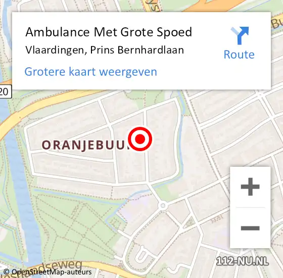 Locatie op kaart van de 112 melding: Ambulance Met Grote Spoed Naar Vlaardingen, Prins Bernhardlaan op 4 mei 2023 01:38