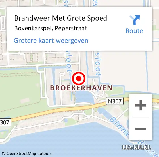 Locatie op kaart van de 112 melding: Brandweer Met Grote Spoed Naar Bovenkarspel, Peperstraat op 4 mei 2023 01:52