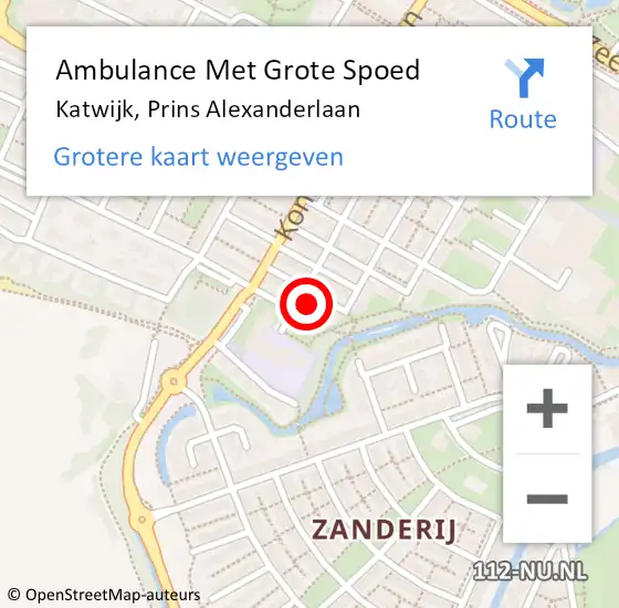 Locatie op kaart van de 112 melding: Ambulance Met Grote Spoed Naar Katwijk, Prins Alexanderlaan op 4 mei 2023 02:15