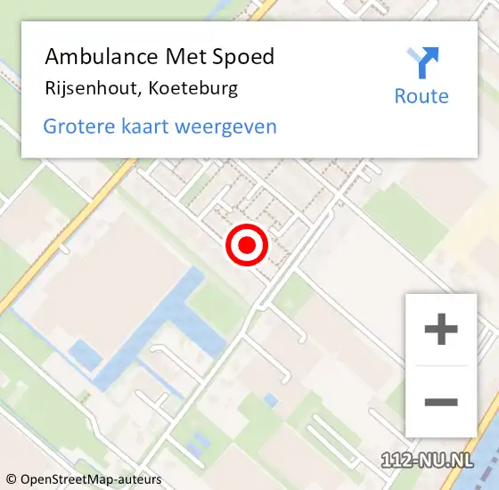 Locatie op kaart van de 112 melding: Ambulance Met Spoed Naar Rijsenhout, Koeteburg op 4 mei 2023 03:36