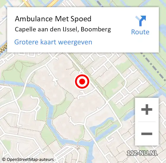 Locatie op kaart van de 112 melding: Ambulance Met Spoed Naar Capelle aan den IJssel, Boomberg op 4 mei 2023 04:34