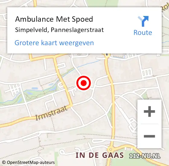 Locatie op kaart van de 112 melding: Ambulance Met Spoed Naar Simpelveld, Panneslagerstraat op 24 augustus 2014 10:31