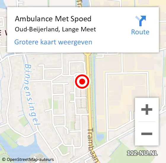 Locatie op kaart van de 112 melding: Ambulance Met Spoed Naar Oud-Beijerland, Lange Meet op 4 mei 2023 06:39