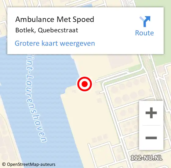 Locatie op kaart van de 112 melding: Ambulance Met Spoed Naar Botlek, Quebecstraat op 4 mei 2023 08:10