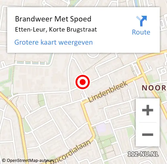 Locatie op kaart van de 112 melding: Brandweer Met Spoed Naar Etten-Leur, Korte Brugstraat op 4 mei 2023 08:20