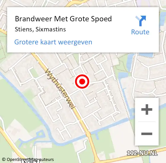 Locatie op kaart van de 112 melding: Brandweer Met Grote Spoed Naar Stiens, Sixmastins op 4 mei 2023 08:31