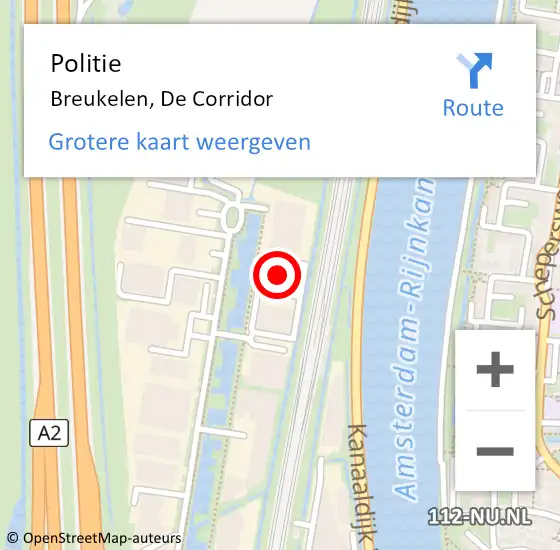 Locatie op kaart van de 112 melding: Politie Breukelen, De Corridor op 4 mei 2023 08:42