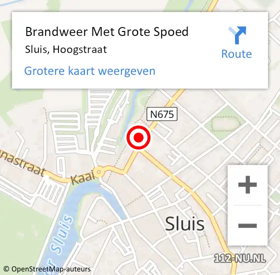 Locatie op kaart van de 112 melding: Brandweer Met Grote Spoed Naar Sluis, Hoogstraat op 4 mei 2023 08:48