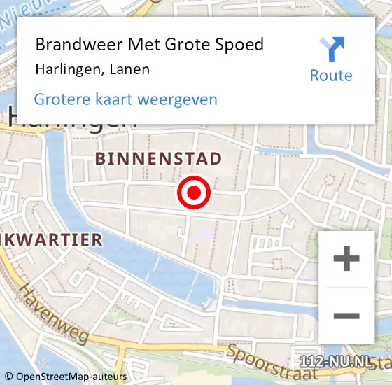 Locatie op kaart van de 112 melding: Brandweer Met Grote Spoed Naar Harlingen, Lanen op 4 mei 2023 08:49