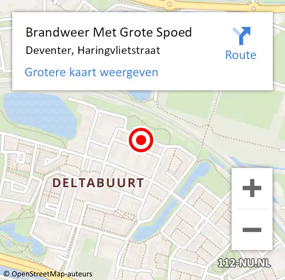 Locatie op kaart van de 112 melding: Brandweer Met Grote Spoed Naar Deventer, Haringvlietstraat op 4 mei 2023 09:28