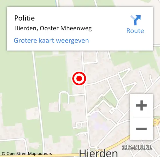 Locatie op kaart van de 112 melding: Politie Hierden, Ooster Mheenweg op 4 mei 2023 09:30