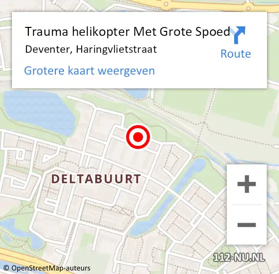 Locatie op kaart van de 112 melding: Trauma helikopter Met Grote Spoed Naar Deventer, Haringvlietstraat op 4 mei 2023 09:33