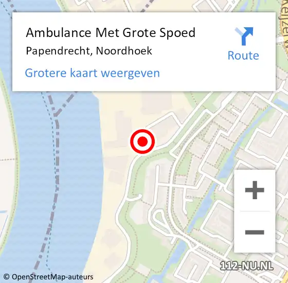Locatie op kaart van de 112 melding: Ambulance Met Grote Spoed Naar Papendrecht, Noordhoek op 4 mei 2023 09:34
