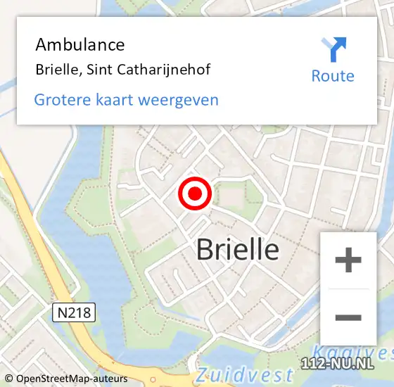 Locatie op kaart van de 112 melding: Ambulance Brielle, Sint Catharijnehof op 4 mei 2023 09:41