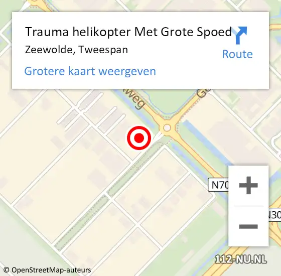 Locatie op kaart van de 112 melding: Trauma helikopter Met Grote Spoed Naar Zeewolde, Tweespan op 4 mei 2023 09:55