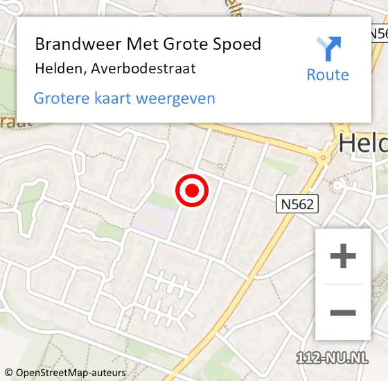 Locatie op kaart van de 112 melding: Brandweer Met Grote Spoed Naar Helden, Averbodestraat op 4 mei 2023 09:57