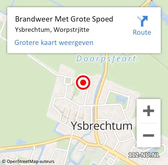 Locatie op kaart van de 112 melding: Brandweer Met Grote Spoed Naar Ysbrechtum, Worpstrjitte op 4 mei 2023 09:59