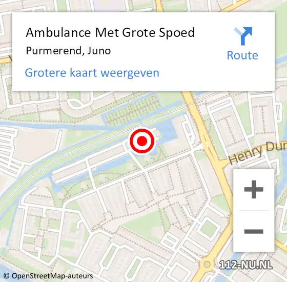 Locatie op kaart van de 112 melding: Ambulance Met Grote Spoed Naar Purmerend, Juno op 4 mei 2023 10:14