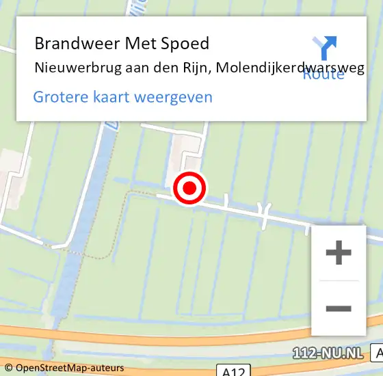 Locatie op kaart van de 112 melding: Brandweer Met Spoed Naar Nieuwerbrug aan den Rijn, Molendijkerdwarsweg op 4 mei 2023 11:13