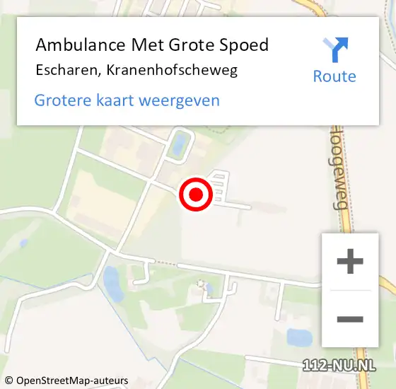 Locatie op kaart van de 112 melding: Ambulance Met Grote Spoed Naar Escharen, Kranenhofscheweg op 24 augustus 2014 11:10