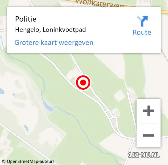 Locatie op kaart van de 112 melding: Politie Hengelo, Loninkvoetpad op 4 mei 2023 11:43