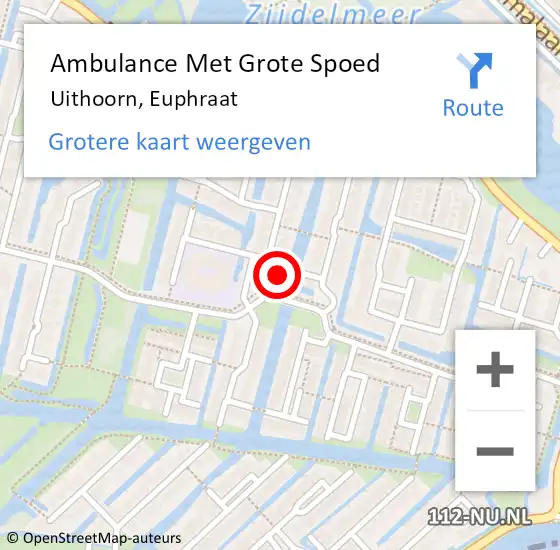 Locatie op kaart van de 112 melding: Ambulance Met Grote Spoed Naar Uithoorn, Euphraat op 4 mei 2023 11:44