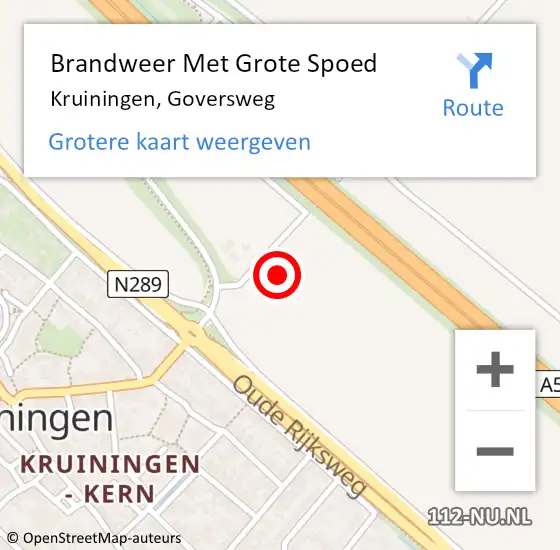 Locatie op kaart van de 112 melding: Brandweer Met Grote Spoed Naar Kruiningen, Goversweg op 4 mei 2023 11:50